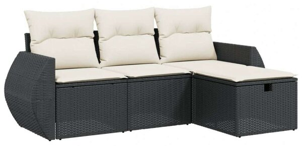 VidaXL Polyrattan Kerti Ülőgarnitúra - 4 részes - Fekete