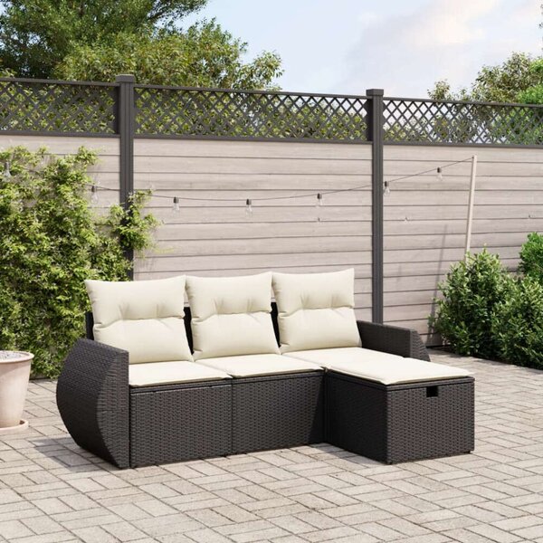 VidaXL Polyrattan Kerti Ülőgarnitúra - 4 részes - Fekete