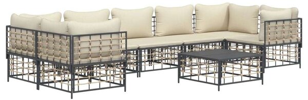 VidaXL Polyrattan Kerti Ülőgarnitúra - 8 részes - Antracit Szürke