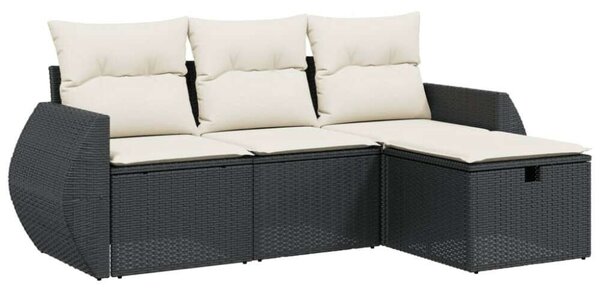 VidaXL Polyrattan Kerti Ülőgarnitúra - 4 részes - Fekete