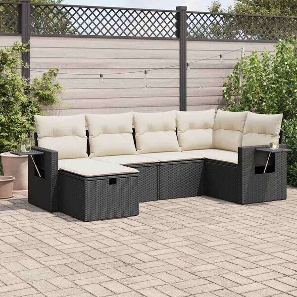 VidaXL Polyrattan Kerti Ülőgarnitúra - 6 részes - Fekete