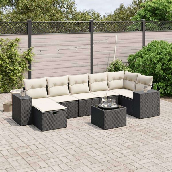 VidaXL Polyrattan Kerti Ülőgarnitúra - 8 részes - Fekete