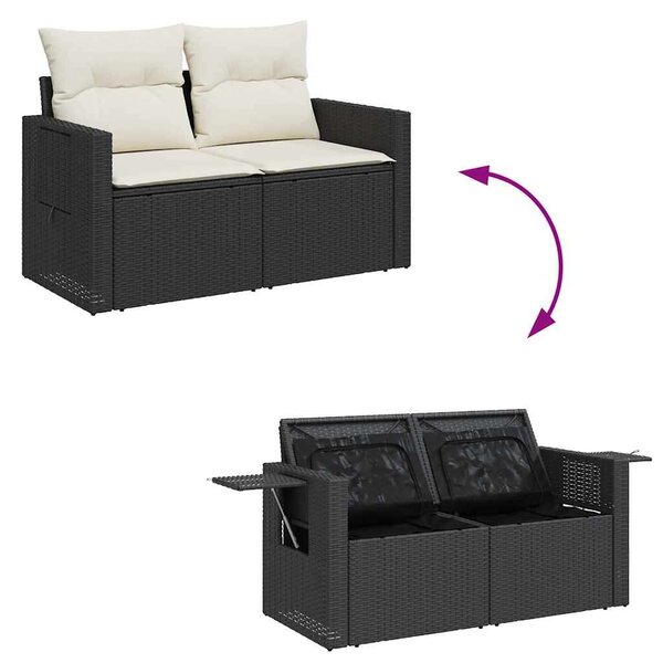 VidaXL Polyrattan Kerti Ülőgarnitúra - 6 részes - Fekete