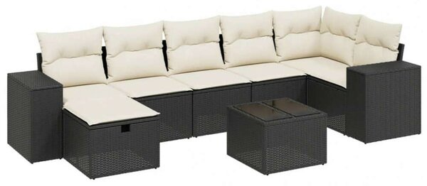 VidaXL Polyrattan Kerti Ülőgarnitúra - 8 részes - Fekete