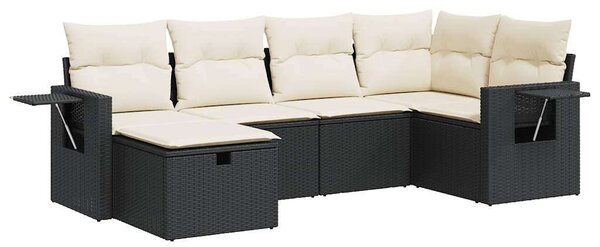 VidaXL Polyrattan Kerti Ülőgarnitúra - 6 részes - Fekete
