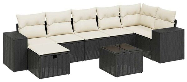 VidaXL Polyrattan Kerti Ülőgarnitúra - 8 részes - Fekete