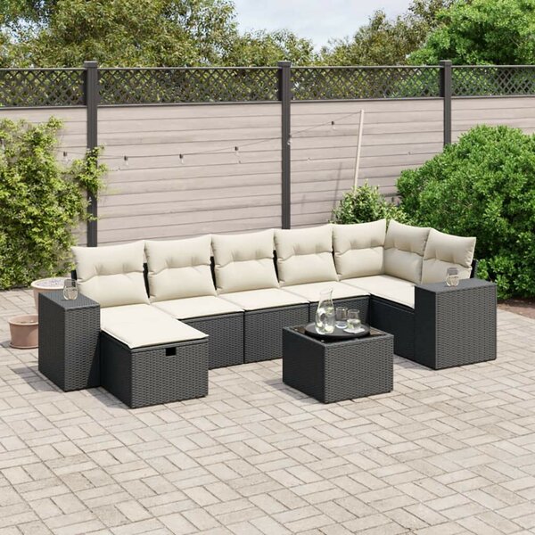 VidaXL Polyrattan Kerti Ülőgarnitúra - 8 részes - Fekete