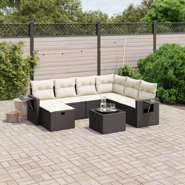 VidaXL Polyrattan Kerti Ülőgarnitúra - 8 részes - Fekete