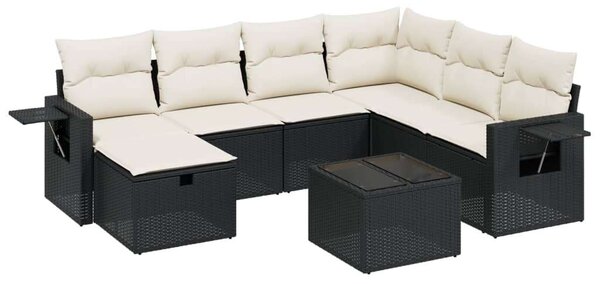 VidaXL Polyrattan Kerti Ülőgarnitúra - 8 részes - Fekete