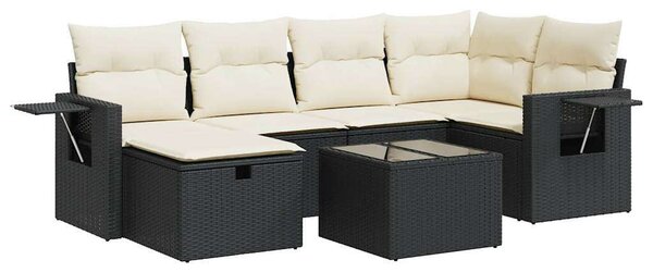 VidaXL Polyrattan Kerti Ülőgarnitúra - 7 részes - Fekete