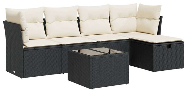 VidaXL Polyrattan Kerti Ülőgarnitúra - 6 részes - Fekete