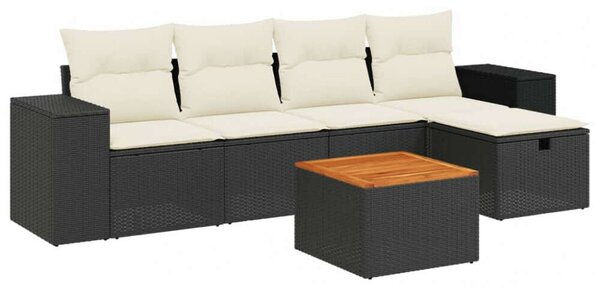 VidaXL Polyrattan Kerti Ülőgarnitúra - 6 részes - Fekete