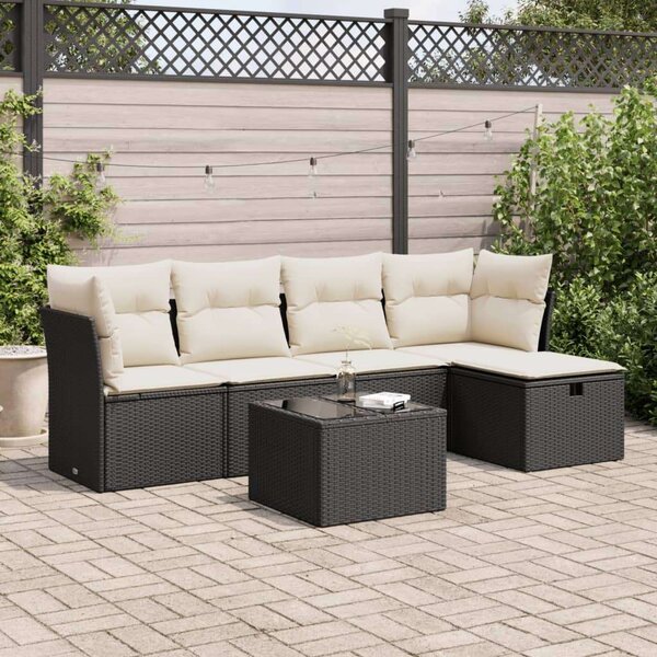 VidaXL Polyrattan Kerti Ülőgarnitúra - 6 részes - Fekete
