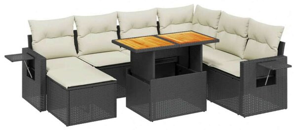 VidaXL 8 részes Polyrattan Kerti Ülőgarnitúra - Fekete