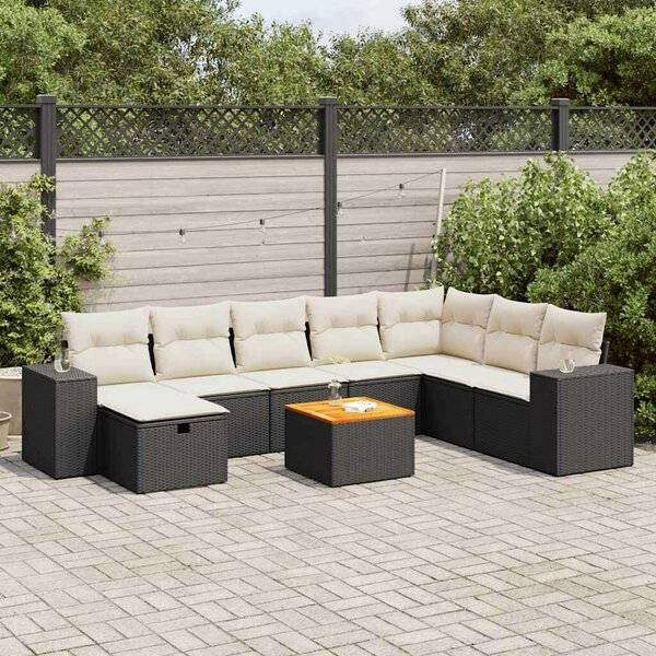 VidaXL Polyrattan Kerti Ülőgarnitúra - 9 részes - Fekete