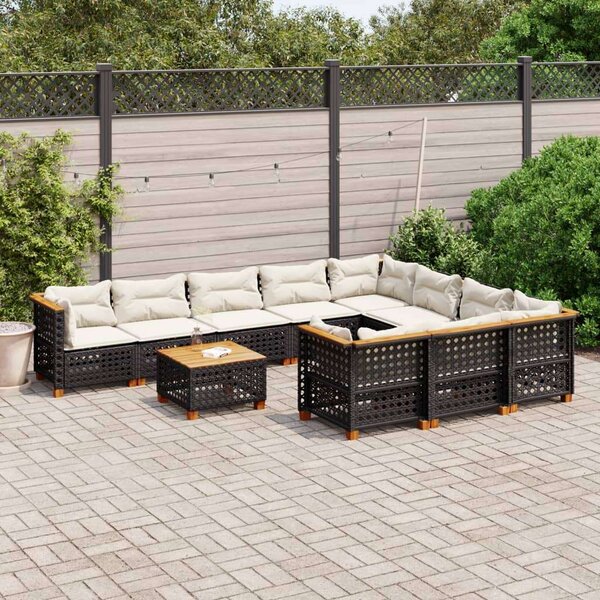 VidaXL Kerti Ülőgarnitúra - Polyrattan - Fekete - 11 részes