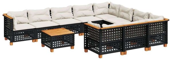 VidaXL Kerti Ülőgarnitúra - Polyrattan - Fekete - 11 részes