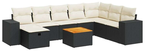 VidaXL Polyrattan Kerti Ülőgarnitúra - 9 részes - Fekete