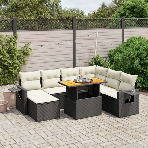 VidaXL 8 részes Polyrattan Kerti Ülőgarnitúra - Fekete