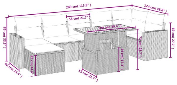 VidaXL Polyrattan Kerti Ülőgarnitúra - 8 részes - Fekete