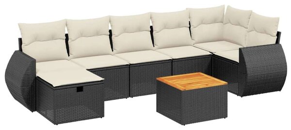 VidaXL Polyrattan Kerti Ülőgarnitúra - 8 részes - Fekete