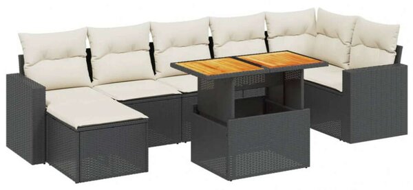 VidaXL Polyrattan Kerti Ülőgarnitúra - 8 részes - Fekete