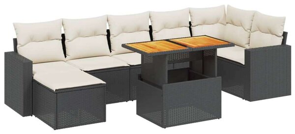 VidaXL Polyrattan Kerti Ülőgarnitúra - 8 részes - Fekete