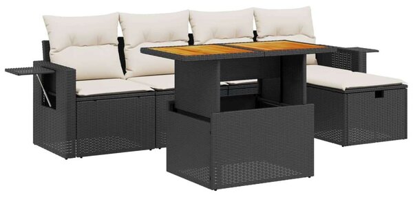VidaXL Polyrattan Kerti Ülőgarnitúra - 6 részes - Fekete