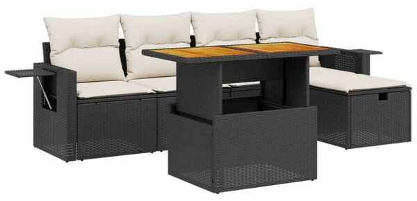 VidaXL Polyrattan Kerti Ülőgarnitúra - 6 részes - Fekete