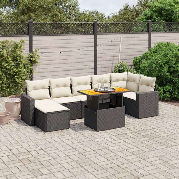 VidaXL Polyrattan Kerti Ülőgarnitúra - 8 részes - Fekete