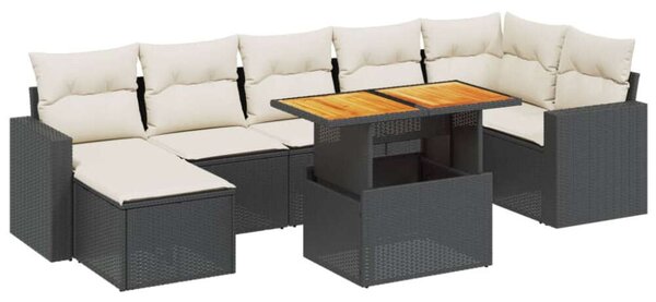 VidaXL Polyrattan Kerti Ülőgarnitúra - 8 részes - Fekete