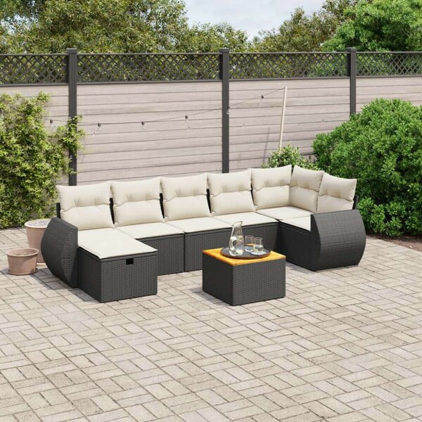 VidaXL Polyrattan Kerti Ülőgarnitúra - 8 részes - Fekete