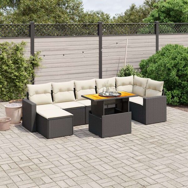 VidaXL Polyrattan Kerti Ülőgarnitúra - 8 részes - Fekete