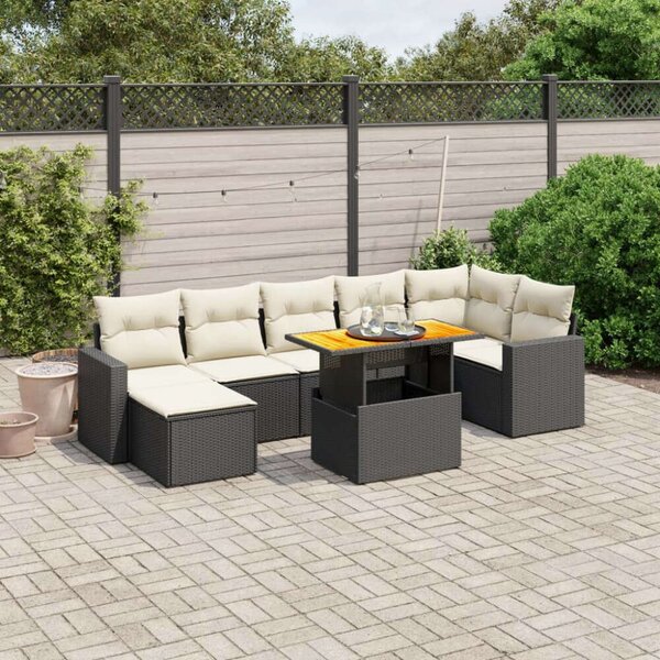 VidaXL Polyrattan Kerti Ülőgarnitúra - 8 részes - Fekete
