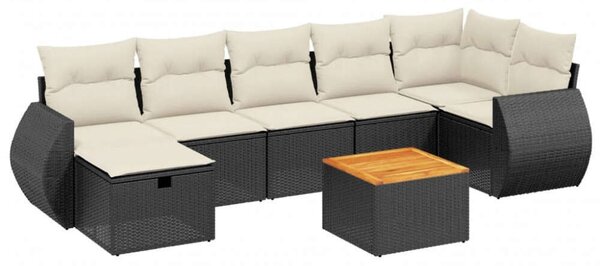 VidaXL Polyrattan Kerti Ülőgarnitúra - 8 részes - Fekete