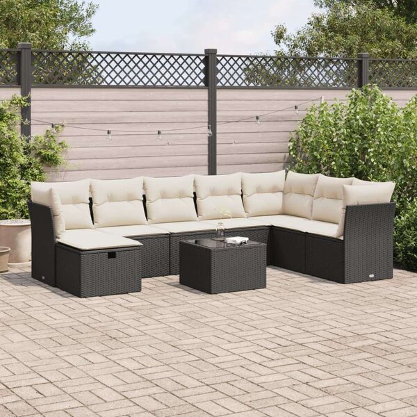 VidaXL Polyrattan Kerti Ülőgarnitúra - 9 részes - Fekete