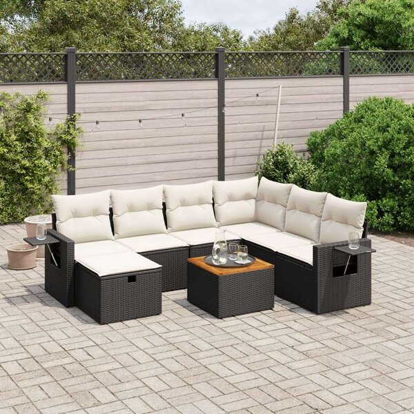 VidaXL Polyrattan Kerti Ülőgarnitúra - 8 részes - Fekete