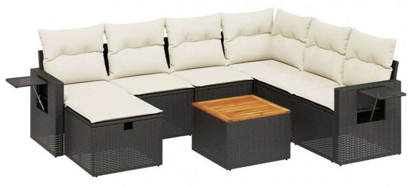 VidaXL Polyrattan Kerti Ülőgarnitúra - 8 részes - Fekete
