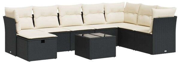 VidaXL Polyrattan Kerti Ülőgarnitúra - 9 részes - Fekete