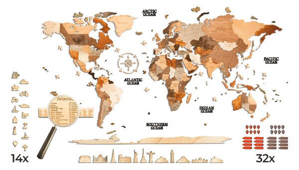 Natura Products 3D Fali Puzzle - Világtérkép Extra