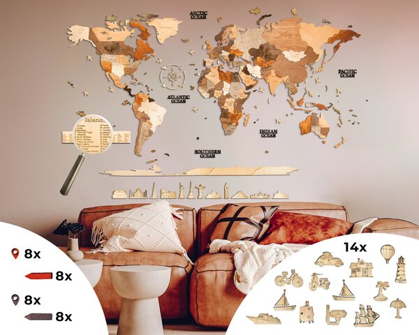 Natura Products 3D Fali Puzzle - Világtérkép Extra