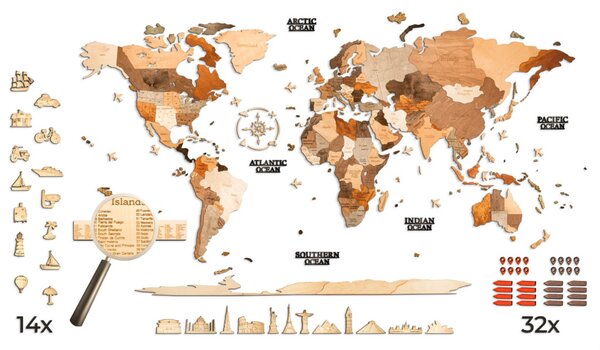 Natura Products 3D Fali Puzzle - Világtérkép Extra