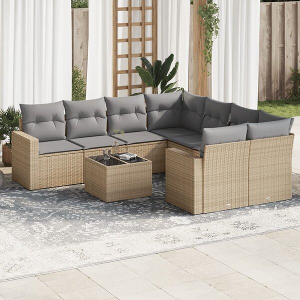 VidaXL Polyrattan Kerti Ülőgarnitúra - 9 részes - Bézs