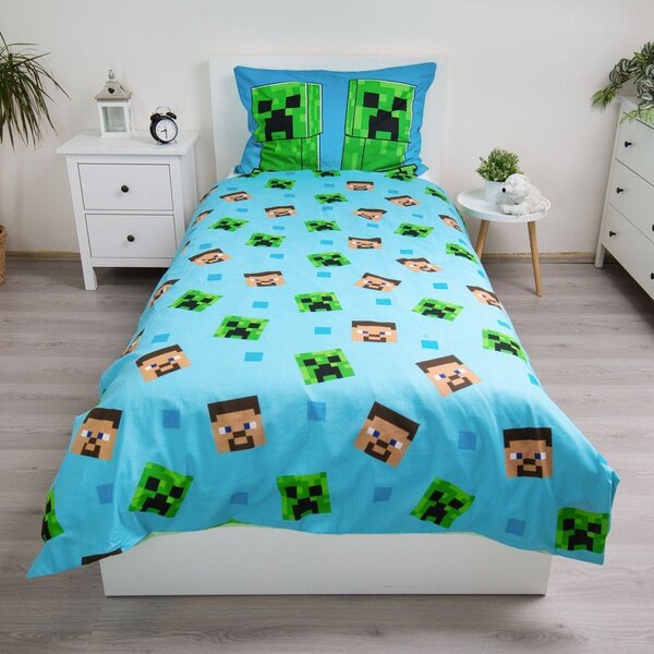 Egyszemélyes pamut gyerek ágyneműhuzat világító hatással 140x200 cm Minecraft "Jungle Fight" – Jerry Fabrics