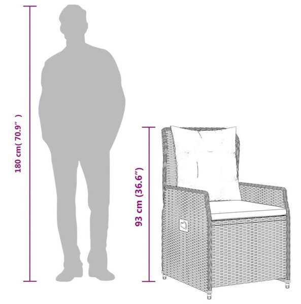 VidaXL Polyrattan Kerti Étkezőgarnitúra - 9 részes - Szürke