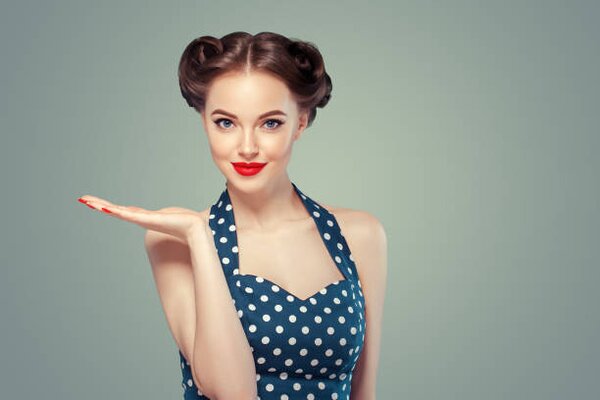 Illusztráció Pin up girl vintage. Beautiful woman, utkamandarinka