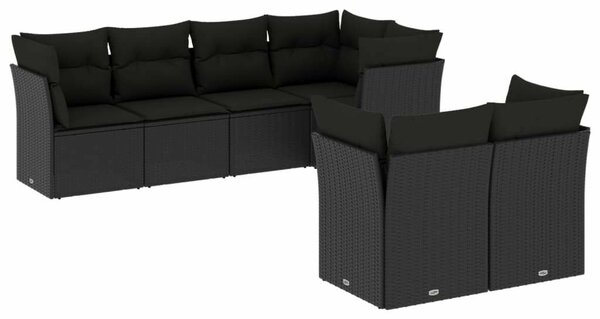 VidaXL Polyrattan Kerti Ülőgarnitúra - Fekete - 7 részes