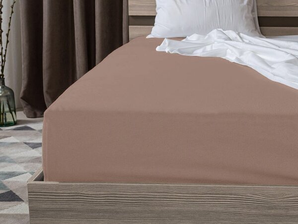 Jersey lepedő EXKLUZÍV világosbarna 180x200 cm, 100% pamut