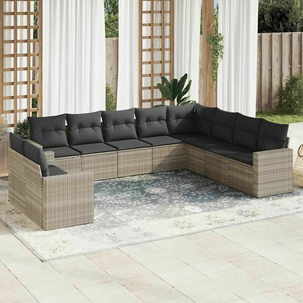 VidaXL Polyrattan Kerti Ülőgarnitúra - 10 részes - Világosszürke