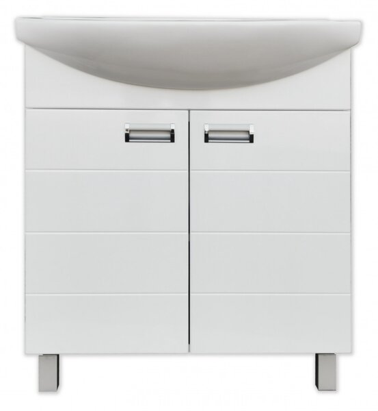 Viva SZQUARE 75 lábon álló fürdőszobabútor Sanovit ZENON 6075 porcelán mosdóval 75 x 49,8 cm
